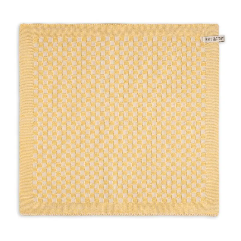 Knit Factory Küchentuch Cubes Ecru Gold 50x50 cm Kariert