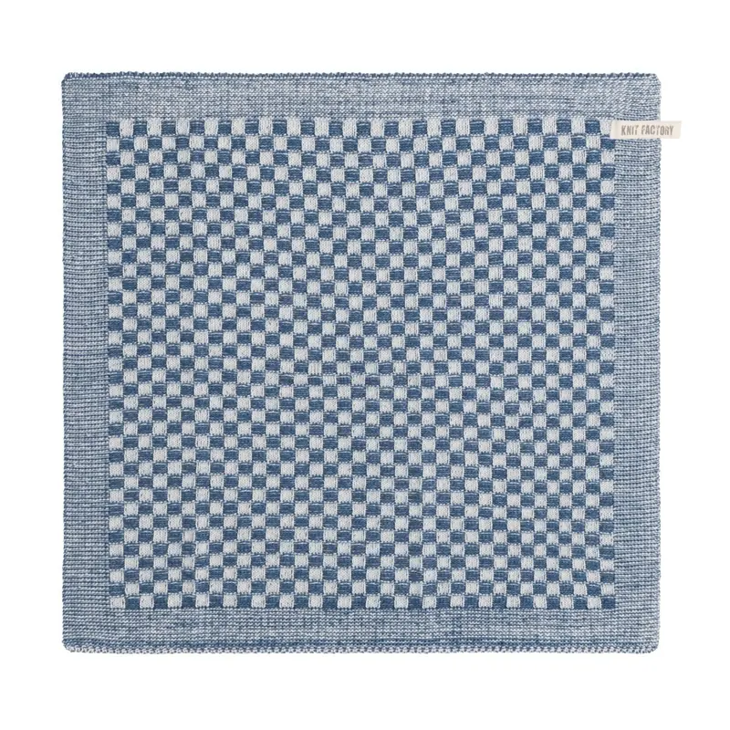 Knit Factory Küchentuch Cubes Ecru/Jeans