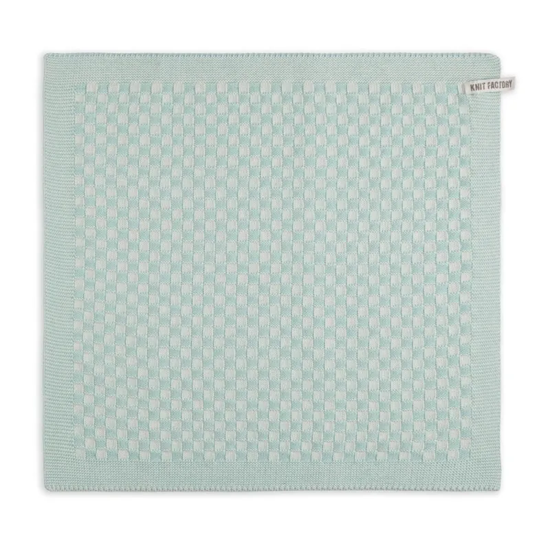 Knit Factory Küchentuch Cubes Ecru Minze 50x50 cm Kariert