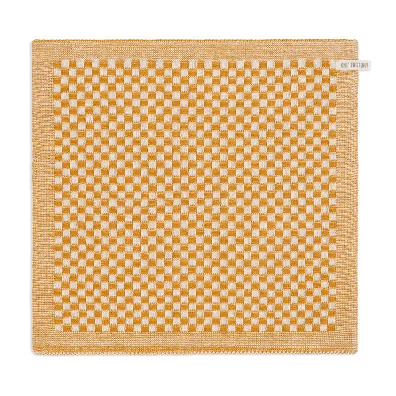 Knit Factory Küchentuch Cubes Ecru/Ocker