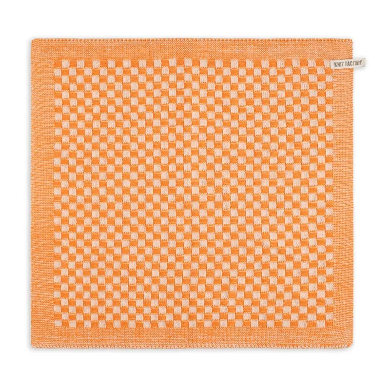 Knit Factory Küchentuch Cubes Ecru Orange 50x50 cm Kariert