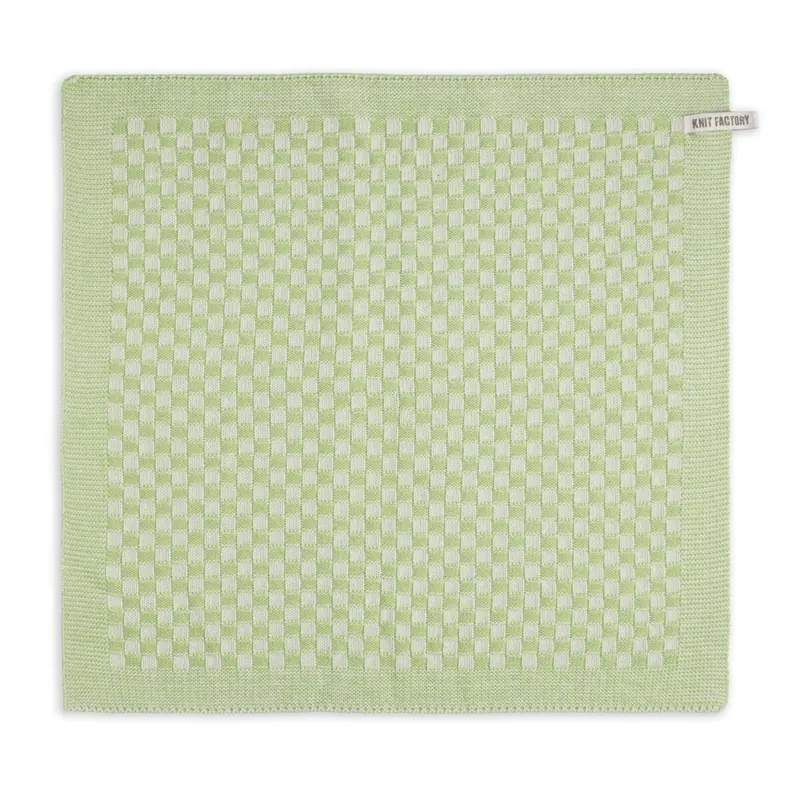 Knit Factory Küchentuch Cubes Ecru Spring Green 50x50 cm Kariert
