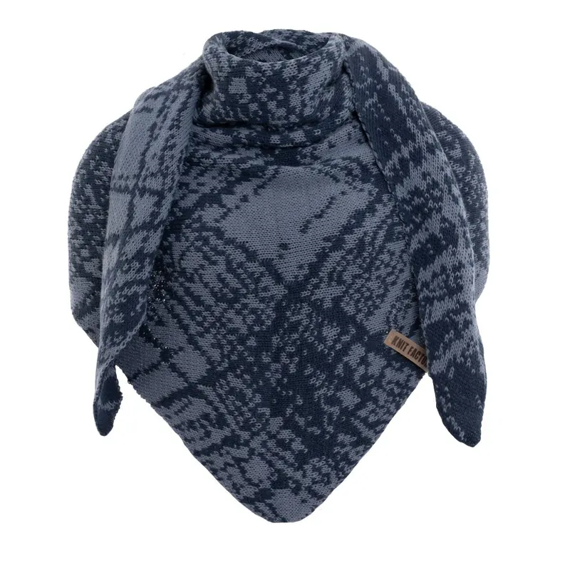 Knit Factory Lea Dreiecksschal Jeans Indigo 190x85 cm Mix