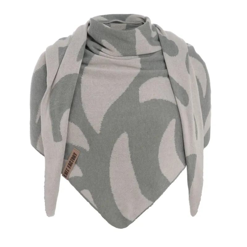 Knit Factory Leaf Dreieckstuch Bright Grey/Grau