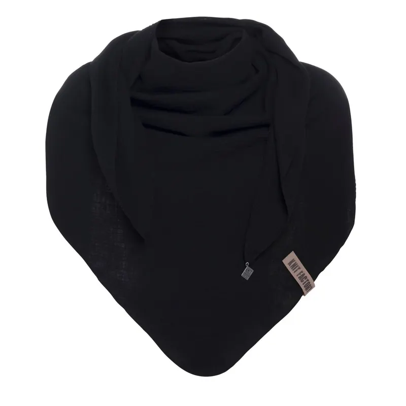 Knit Factory Liv DreiecksSchal 190x85 cm Glatt Schwarz