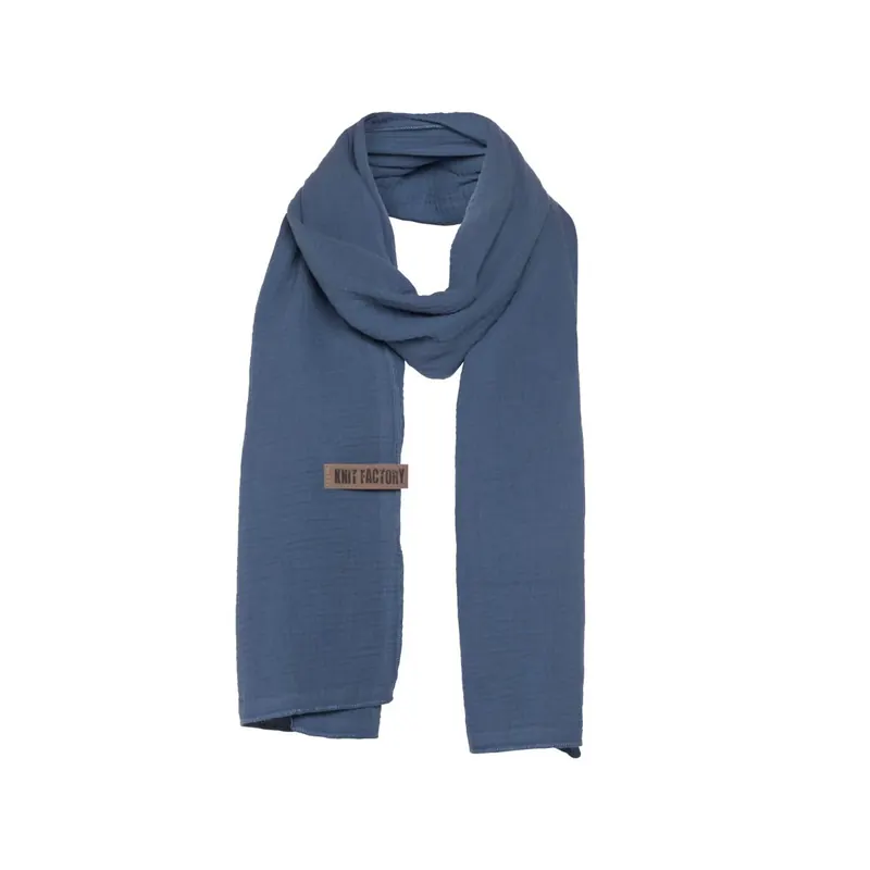 Knit Factory Liv Schal 200x40 cm Glatt Dunkelblau