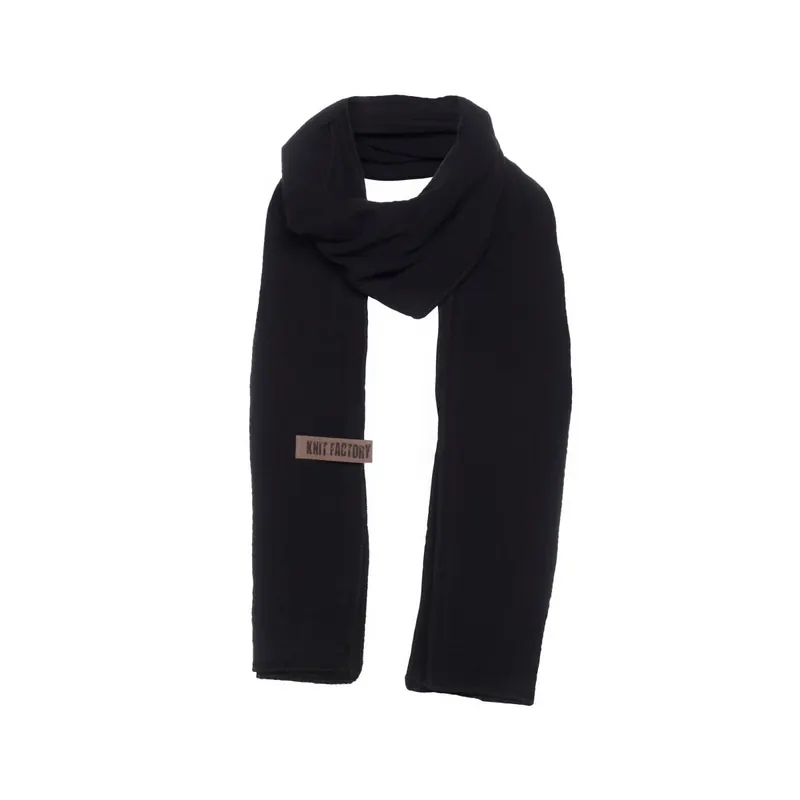 Knit Factory Liv Schal 200x40 cm Glatt Schwarz