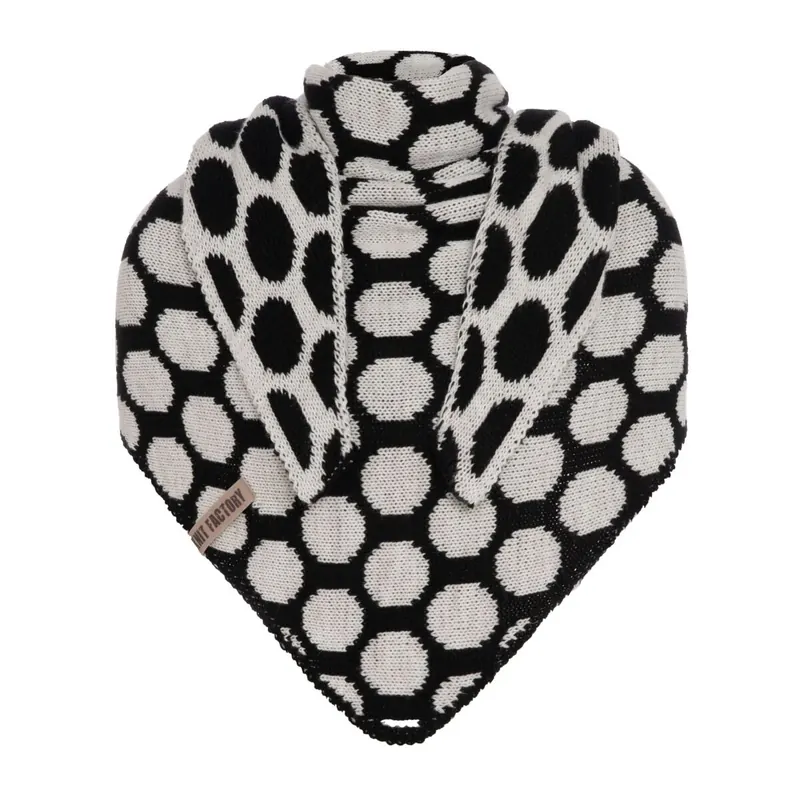 Knit Factory Liva Dreiecksschal Schwarz/Beige