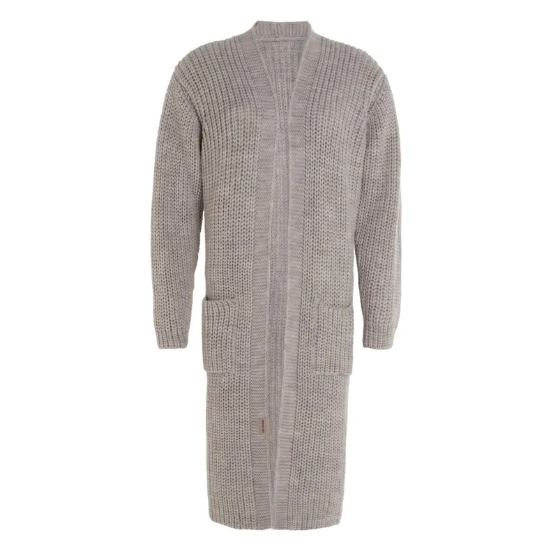 Knit Factory | Marlo Lange Strickjacke Iced Clay - 36/38 | Hellgrau
