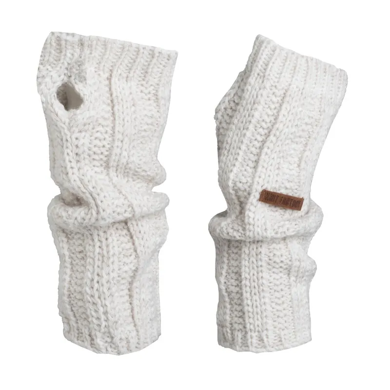 Knit Factory Nica Armstulpen Beige One Size Gestreift