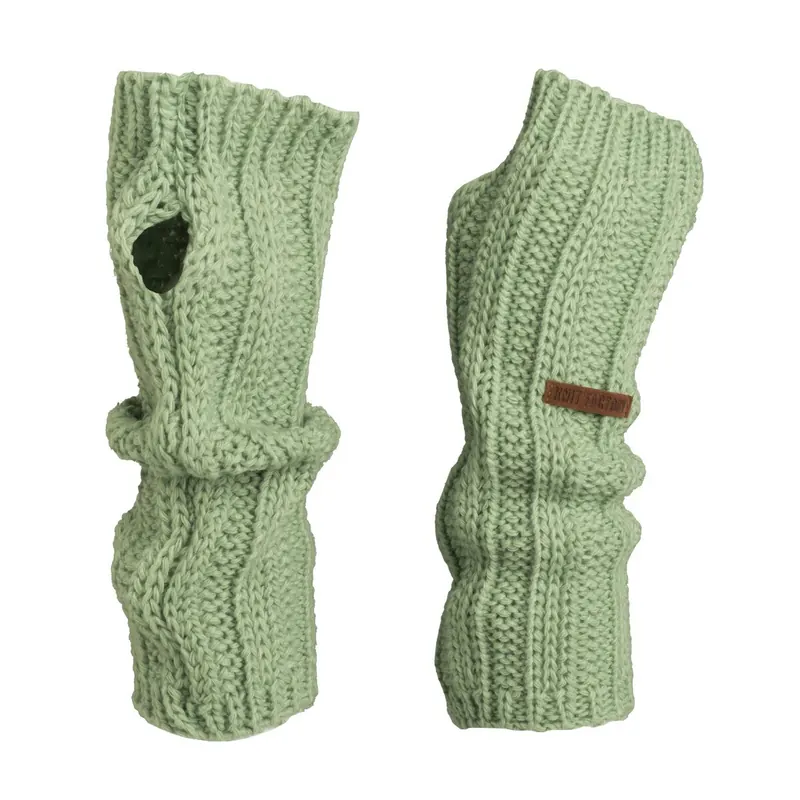 Knit Factory Nica Armstulpen Sage Green One Size Gestreift