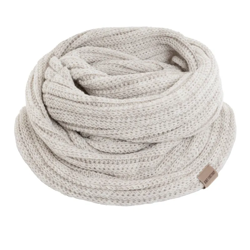 Knit Factory Nica Loop Schal Beige One Size Gestreift