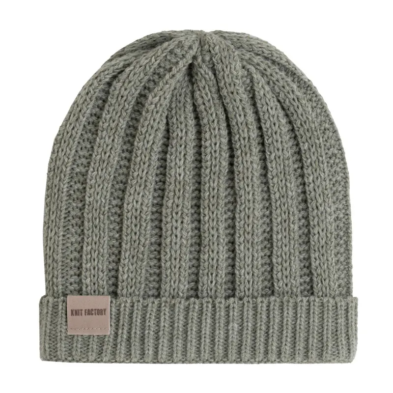 Knit Factory Nica Mütze Urban Green One Size Gestreift