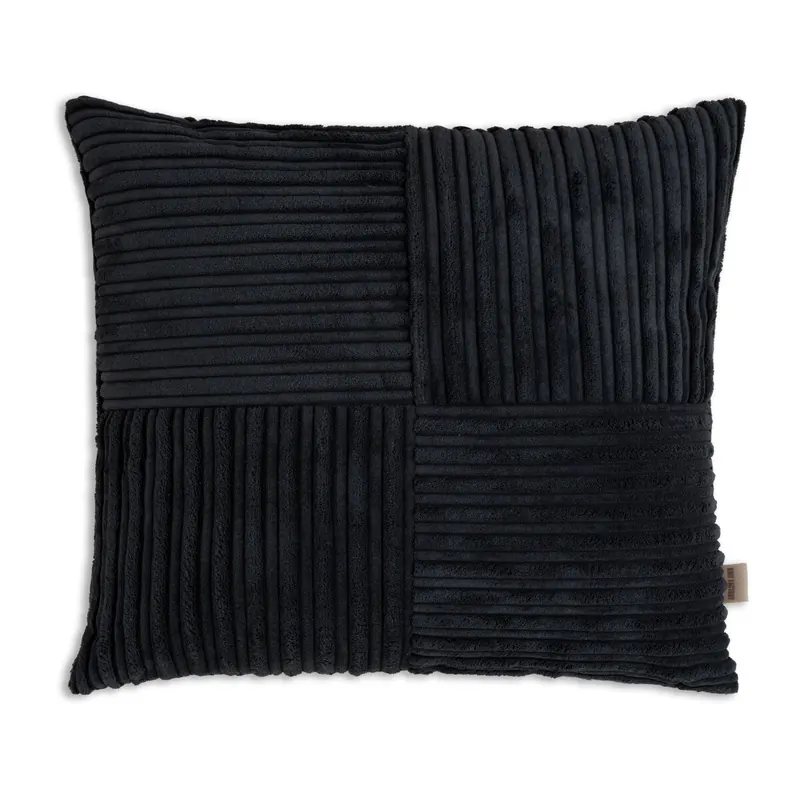 Knit Factory Ritz Kissen Schwarz 50x50 cm Gestreift