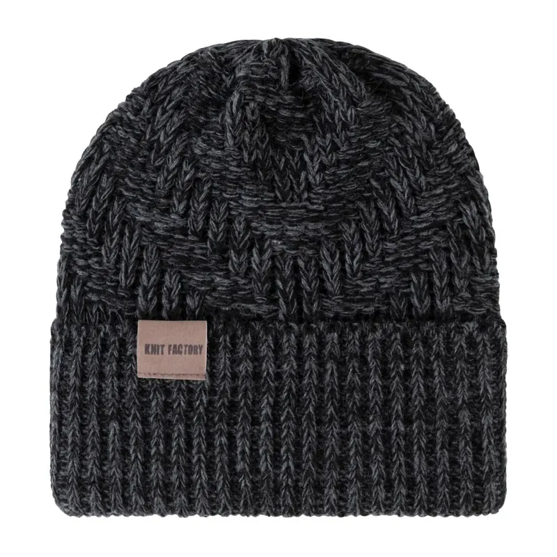 Knit Factory Sally Mütze Schwarz/Anthrazit