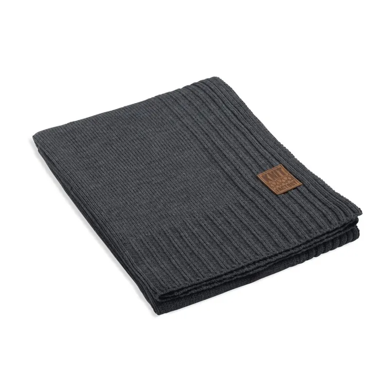 Knit Factory Uni Decke 160x130 cm Glatt Anthrazit
