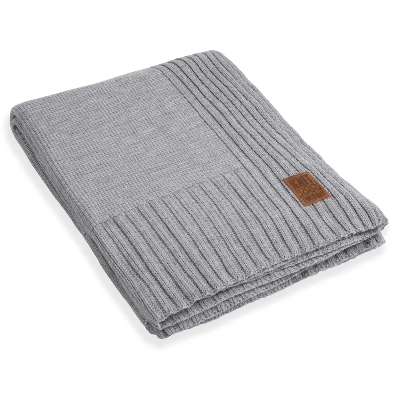 Knit Factory Uni Decke 195x225 cm Glatt Grau