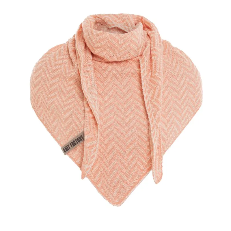 Knit Factory Vera Dreiecksschal Ecru Apricot 190x65 cm Fischgrät