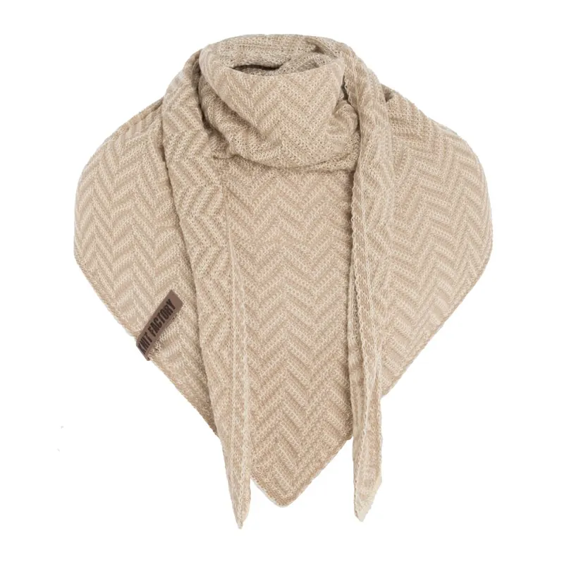 Knit Factory Vera Dreiecksschal Ecru/Dark Beige