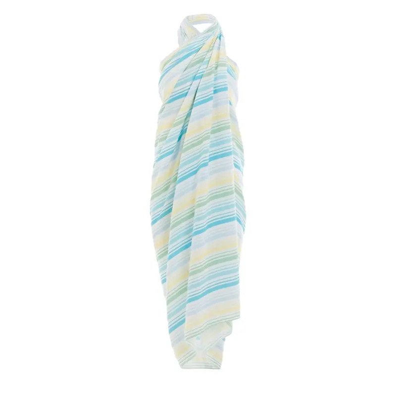 Knit Factory Viva Pareo L Musselintuch Strandtuch Pacific Blue 180x130 cm Gestreift