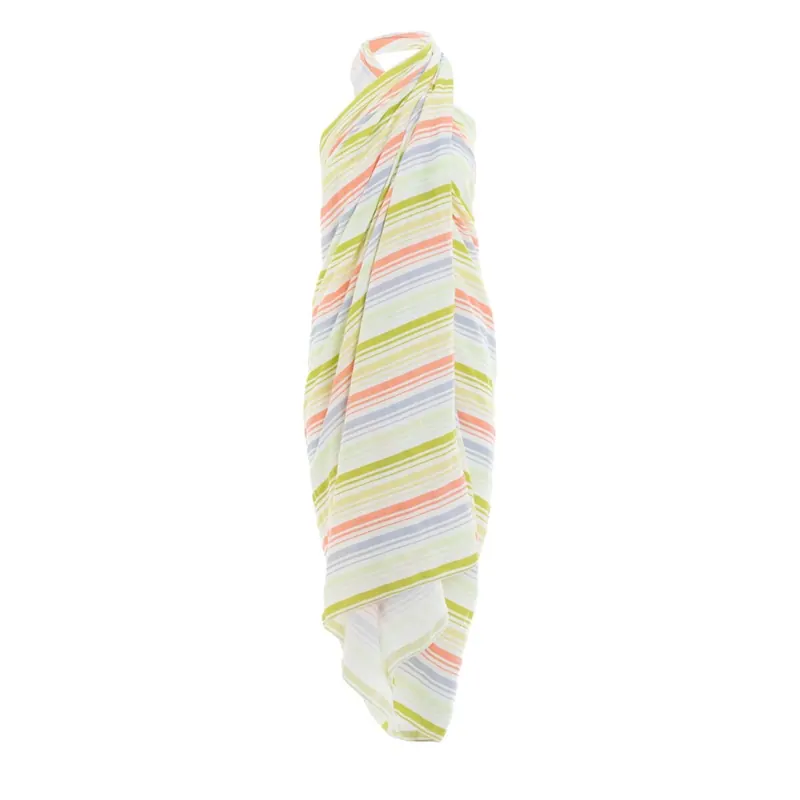 Knit Factory Viva Pareo L Musselintuch Strandtuch Tropical Green 180x130 cm Gestreift
