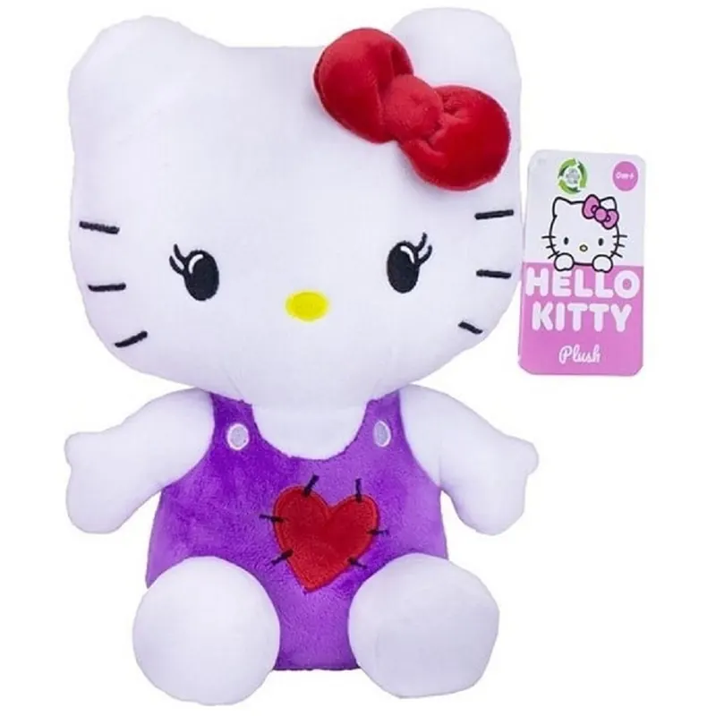 Kuschelige Hello Kitty Plüschfigur im lila Kleid ca. 23 cm