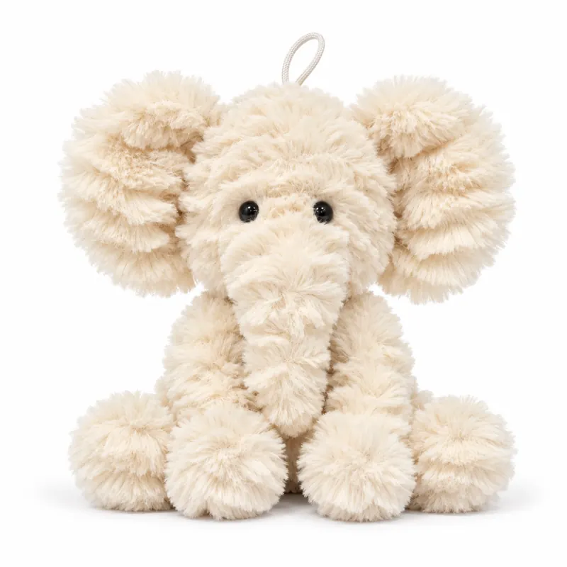 Kuscheltier Elefant zottelig Beige 23 cm Stofftier superweich – Kuscheltier Plüschtier Geschenkidee