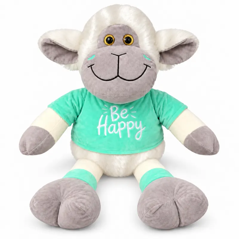 Kuscheltier Schaf 75 cm, XL Plüschtier weich, mit Shirt Mint Grün Be Happy