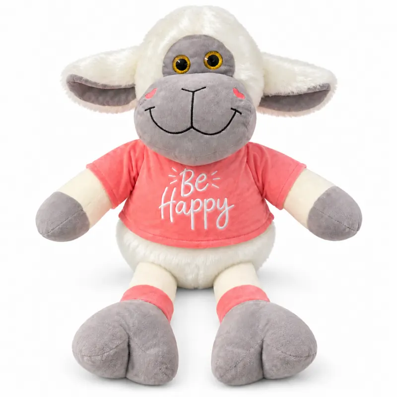 Kuscheltier Schaf 75 cm, XL Plüschtier weich, mit Shirt Pink Rosa Be Happy
