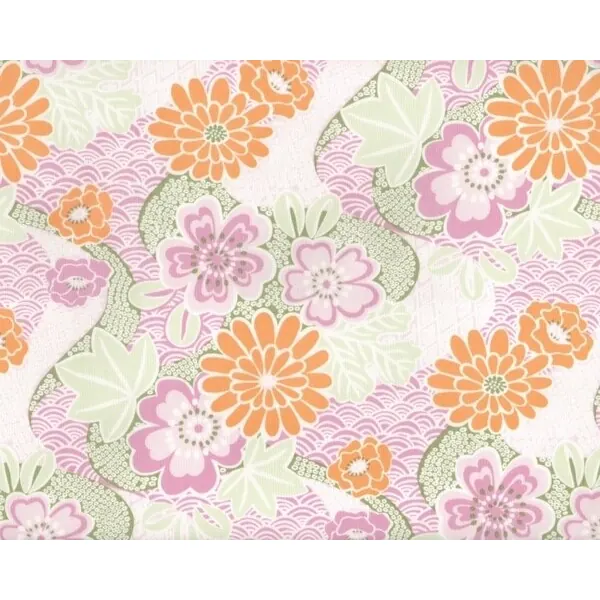 Laminierter Stoff "Soliel Laminated" mit Blumen-Blätter-Muster, rosa
