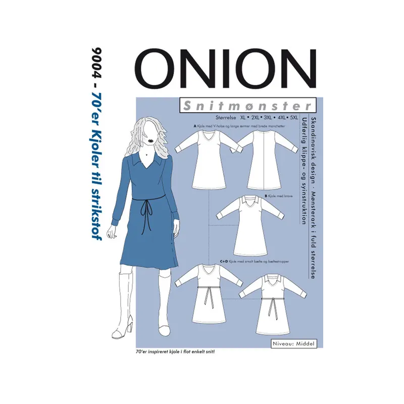 Legeres Kleid mit V-Ausschnitt, PLUSGRÖSSE, Schnittmuster ONION 9004