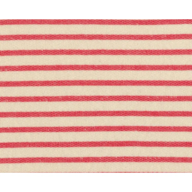 Leichter Sweat, Trikot-Stoff BERNHARD, breite Streifen, wollweiß-rot