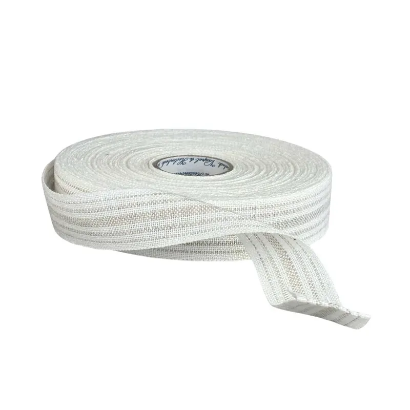 Leinenband LANDHAUS, Streifen, weiß-beige, 27 mm, Vaupel & Heilenbeck