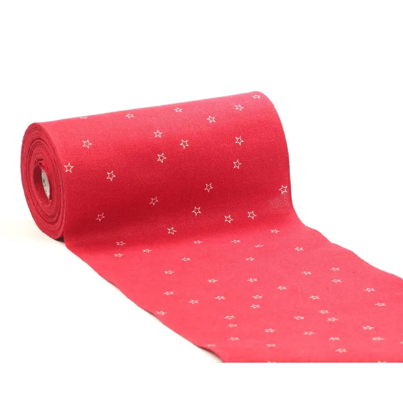 Leinenband zum Besticken, Skizzensternchen, 20 cm breit, dunkelrot, Vaupel & Heilenbeck