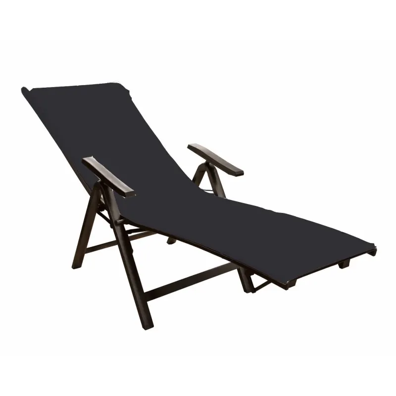 Liegestuhlauflage mit Kapuze 500g/m² 70 x 200 x 20 cm Schwarz