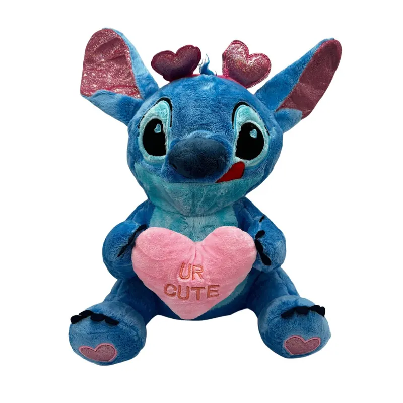 Lilo und Stitch Kuscheltier Lilo und Stitch Plüschtier XXL 24 cm Stofftier Anime Kawaii Plush Stofftier Cute Plushie Halloween Weihnachten Geschenke für Kinder Stitch Herz Rosa 30 cm