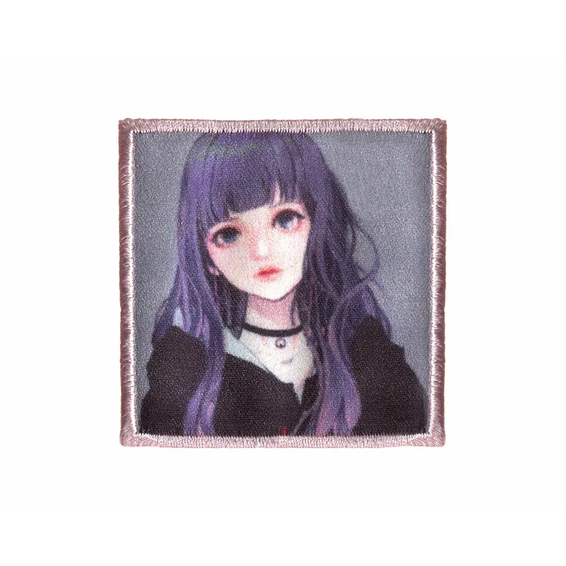 Manga-Applikation K-POP, Mädchen mit Haaren in lila, Prym