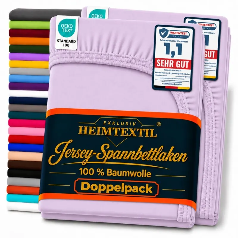 Marke Jersey Spannbettlaken Doppelpack 120 x 200 cm Flieder