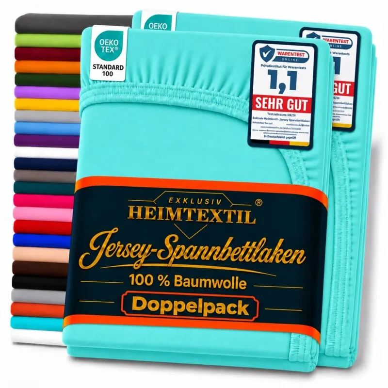Marke Jersey Spannbettlaken Doppelpack 140 - 160 x 200 cm Türkis