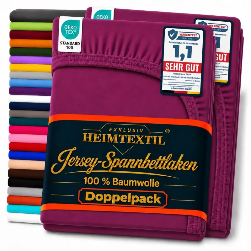 Marke Jersey Spannbettlaken Doppelpack 90 - 100 x 200 cm Lila