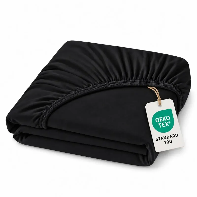 Marke Topper Jersey Spannbettlaken 90 x190 cm - 100 x 200 cm Schwarz