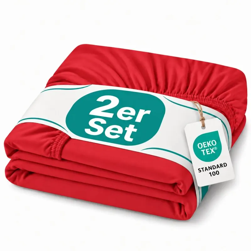 Marke Topper Jersey Spannbettlaken Doppelpack 140x200 - 160x200 cm Rot