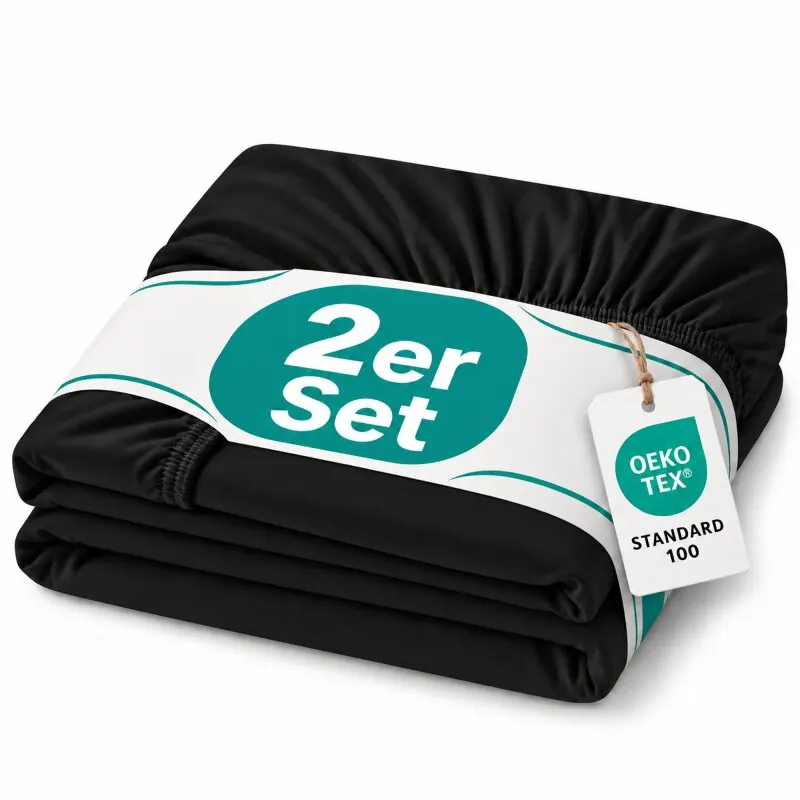 Marke Topper Jersey Spannbettlaken Doppelpack 200x220 cm Schwarz