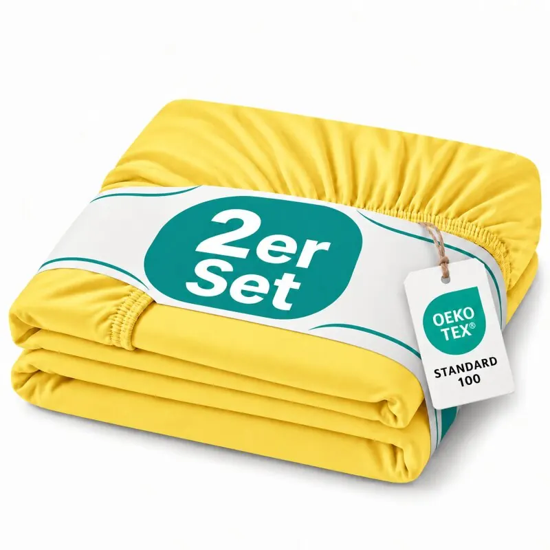 Marke Topper Jersey Spannbettlaken Doppelpack 90x190 - 100x200 cm Gelb