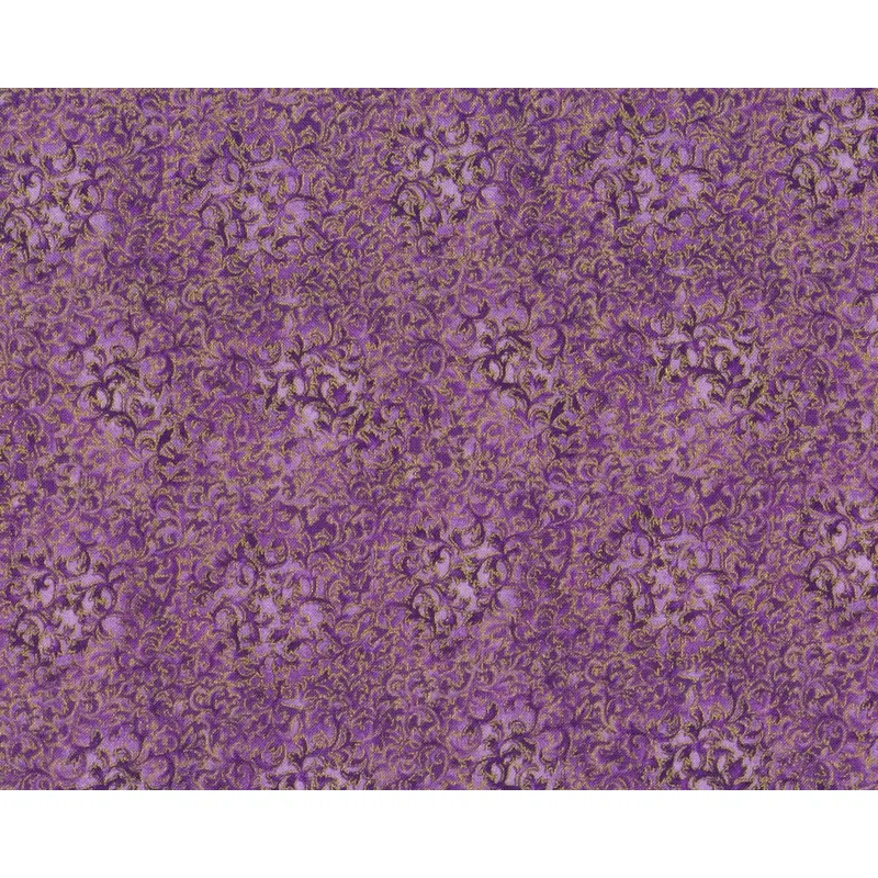 Metallic-Patchworkstoff FUSIONS, Blattranken, lila-gold, Robert Kaufman