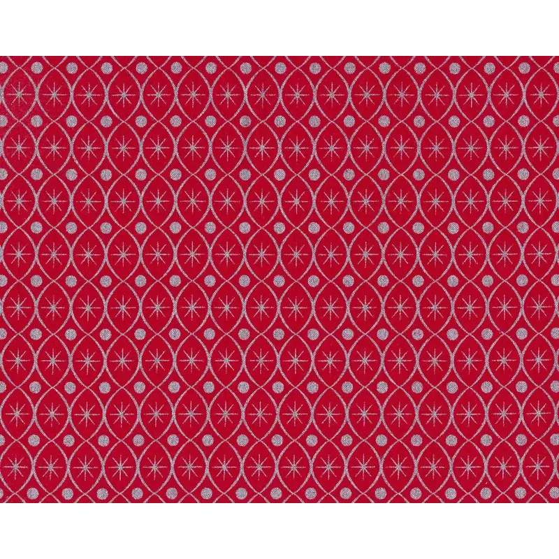 Metallic-Patchworkstoff HOLIDAY FLOURISH, Stern-Ornamente, rot-silber, Robert Kaufman