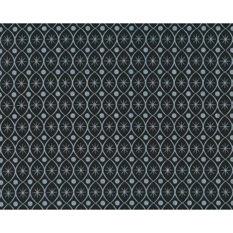 Metallic-Patchworkstoff HOLIDAY FLOURISH, Stern-Ornamente, schwarz-silber, Robert Kaufman