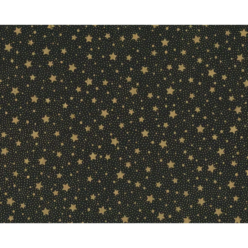 Metallic-Patchworkstoff HOLIDAY FLOURISH, Sterne, schwarz-gold, Robert Kaufman