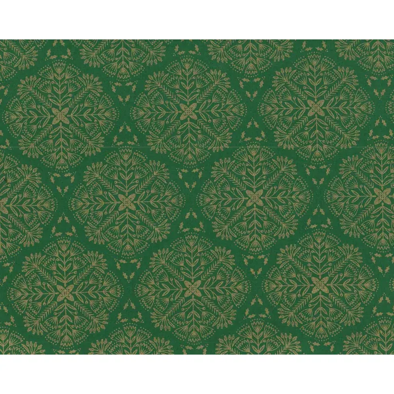 Metallic-Patchworkstoff HOLIDAY SPARKLE, Medallions, grün-gold, Benartex