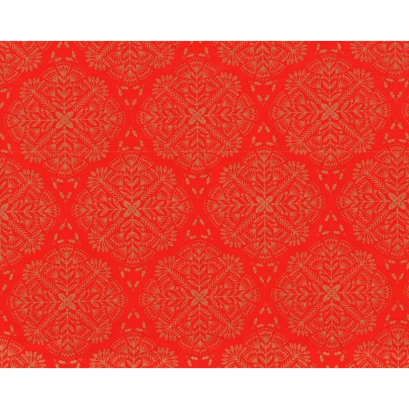 Metallic-Patchworkstoff HOLIDAY SPARKLE, Medallions, rot-gold, Benartex